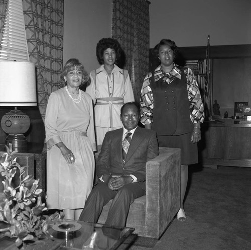 Tom Bradley posing with his wife and daughters, Los Angeles, ca. 1977