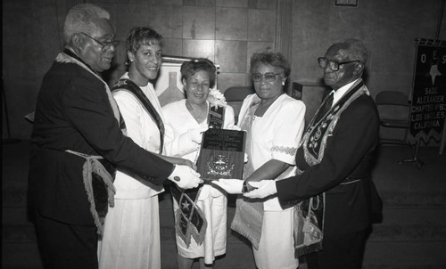 Dorothy H. Boswell receiving an Eastern Star award, Los Angeles, 1992