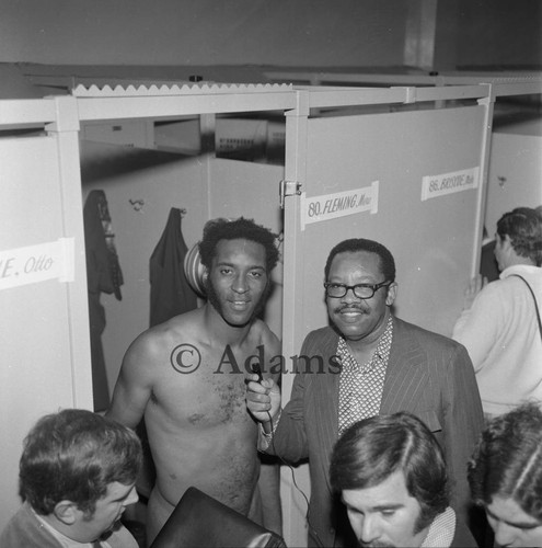 Brad Pye interviews footballer, Los Angeles, 1973