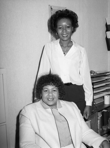 Women posing together at the Family Chiropractic Services Clinic, Los Angeles, 1984