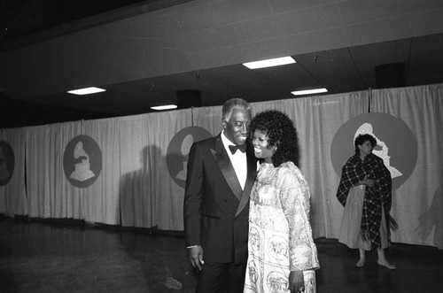 Joe Williams talking with Ernestine Anderson at the 26th Annual Grammy Awards, Los Angeles, 1984