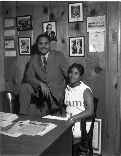 Dymally and woman, Los Angeles, 1964