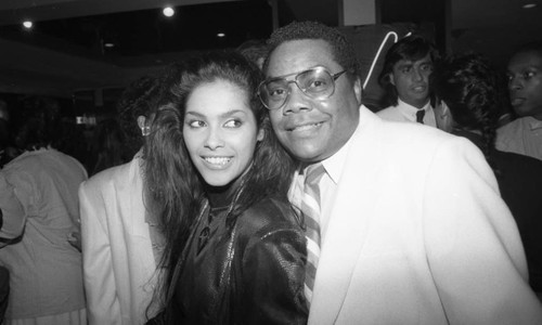 Vanity posing with Bob Jones at the premier of the film Jo Jo Dancer, Los Angeles, 1986