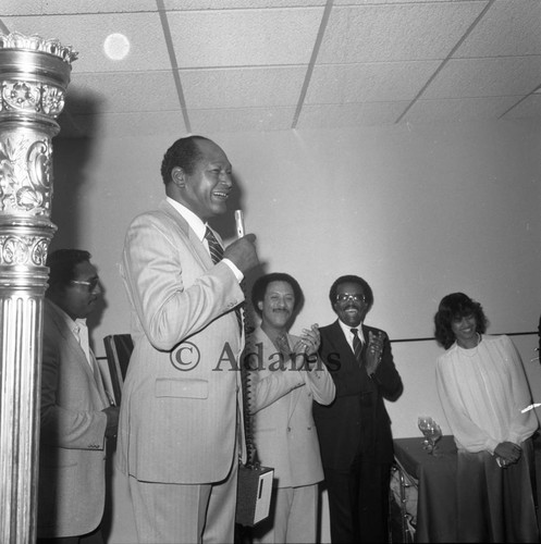 Bradley speaking, Los Angeles, 1982