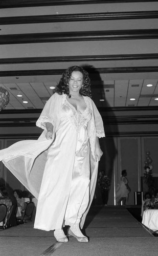 Model walking the runway during the Fantasy in Dreamland fashion show, Los Angeles, 1989