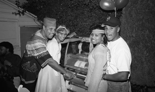 Gary and Cathy Butler and others in a group portrait, Los Angeles, 1989