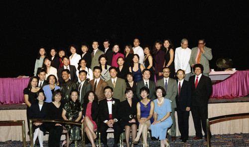 Asian Pacific American Legal Center event attendees posing together, Los Angeles, ca. 1989