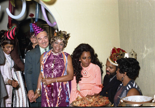 Bertha Gordy, Diana Ross and Berry Gordy at his New Year's Eve party, Los Angeles, 1970