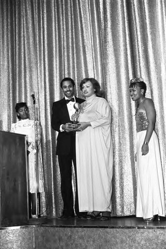 Danielle Spencer and Larry Carroll presenting an award at the NAACP Image Awards, Los Angeles, 1981