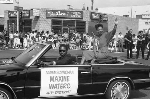 Maxine Waters riding in the South Central Easter Parade, Los Angeles, 1986