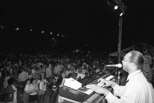 Stevie Wonder performing at the Black Family Reunion, Los Angeles, 1989