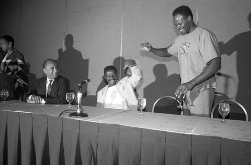 Keenen Ivory Wayans speaking on a panel at a Black Women's Forum event, Los Angeles, 1991