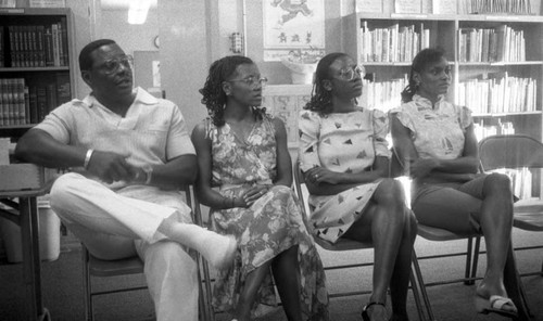 Howard Sisters sitting together for a discussion, Los Angeles, 1983