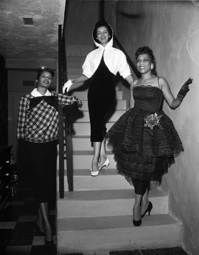 Three women on staircase, Los Angeles