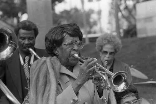 Musicians performing at a Black History Month ceremony, Los Angeles, 1982