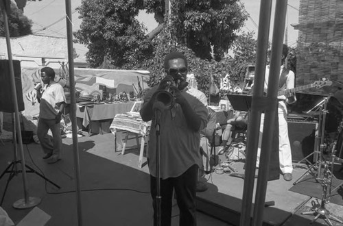 Leslie Drayton and the "Fun" Jazz Band performing at the African Market Place, Los Angeles, 1987