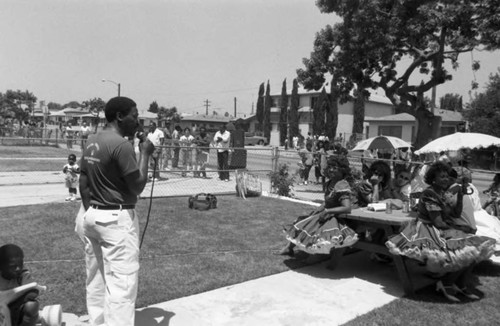 Neighbors attending a block party, Los Angeles, 1987