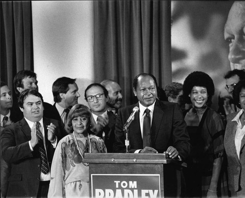Tom Bradley and supporters, Los Angeles, ca. 1977