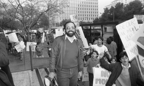 Man Smiles in Protest, Los Angeles, 1987