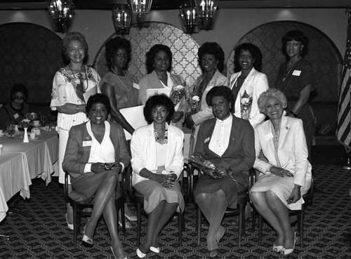 Crenshaw La Tijera Business Women's Association members posing for a group portrait, Los Angeles, 1982