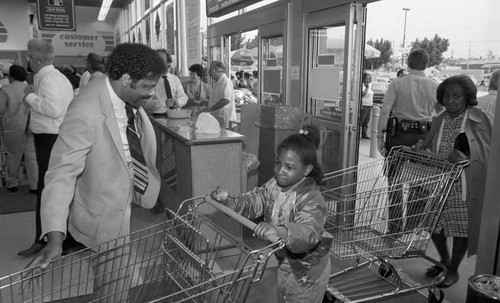 Boys Market Grand Opening, Slauson and Crenshaw, Los Angeles, 1986
