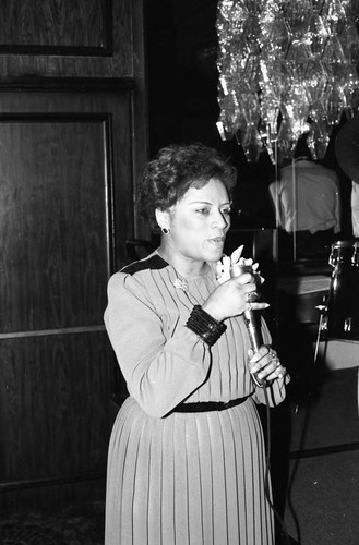 Lillian Miller singing at the James and Odessa Bohana 50th wedding anniversary celebration, Los Angeles, 1984