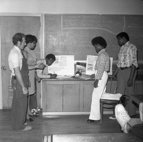 Enterprise School students and faculty working on a project, Los Angeles, ca. 1965