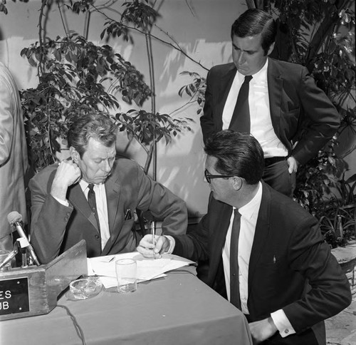 Man interviewed at the Los Angeles Press Club, Los Angeles, 1983