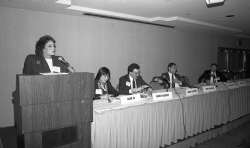 Beth Cobb O'Neill speaking at an ABA event, Los Angeles, 1990