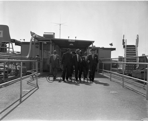 Martin Luther King at airport, Los Angeles, ca. 1958