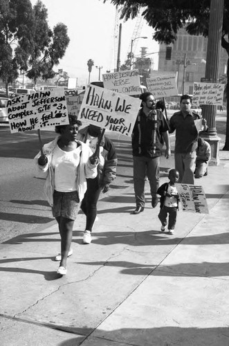 Residents protesting planned destruction of homes, Los Angeles, 1989