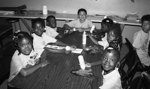 Challengers Boys and Girls Club crafts session, Los Angeles, 1986