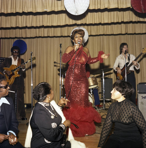 Patti Williams performing at a Super Bowl party, Los Angeles, 1977