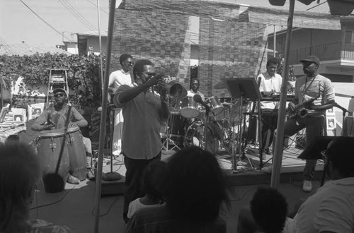 Leslie Drayton and the "Fun" Jazz Band performing at the African Market Place, Los Angeles, 1987