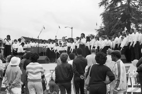 Choir performing during the first at LA Marathon, Los Angeles, 1986