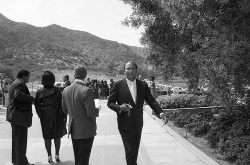 Mourners arriving at the funeral service for Marvin Gaye, Los Angeles, 1984