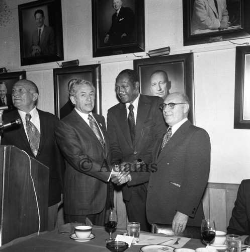 Tom Bradley shaking hands, Los Angeles, 1973