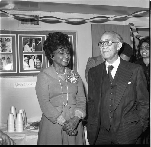 Dr. Josie Bain and Rev. John C. Bain posing together at a special event, Los Angeles, 1979