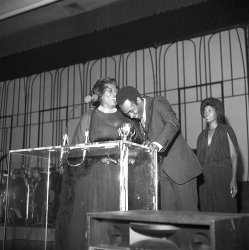 Virginia Capers and Cleavon Little sharing a laugh during the NAACP Image Awards, Los Angeles, 1978