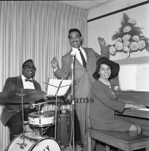 Three musicians performing, Los Angeles, 1967