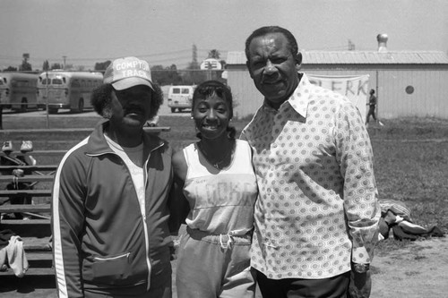 Brad Pye, Jr. posing with Choo-Choo Knighten and Curtis Seymore, Compton, 1984