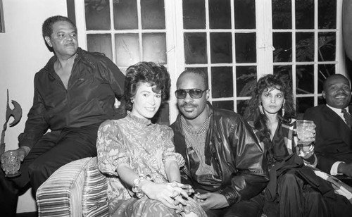 Stevie Wonder at birthday party, Los Angeles, 1985