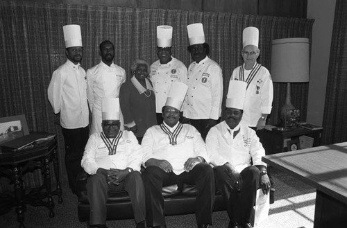 Chef Association members posing together, Los Angeles, 1987