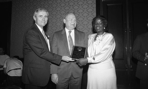 Nashel Inc. receiving Employer of the Year award from the Pasadena-Foothill Urban League, Pasadena, 1990