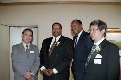 Willie Williams and Tom Bradley posing together, Los Angeles, 1992