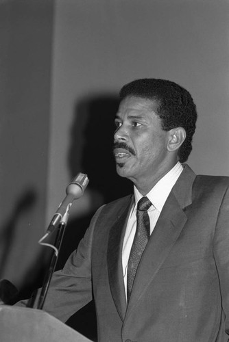 Jamaica Tourist Board event speaker, Los Angeles, 1989