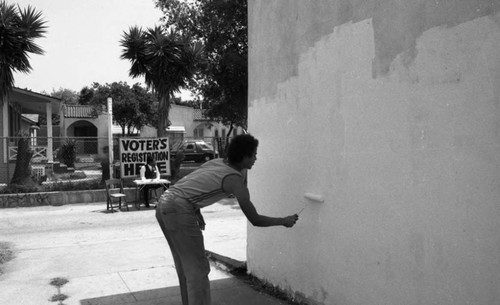 Graffiti cover up, Los Angeles, 1984