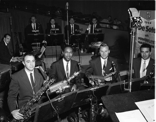 Musicians perform at NBC event, Los Angeles, 1954