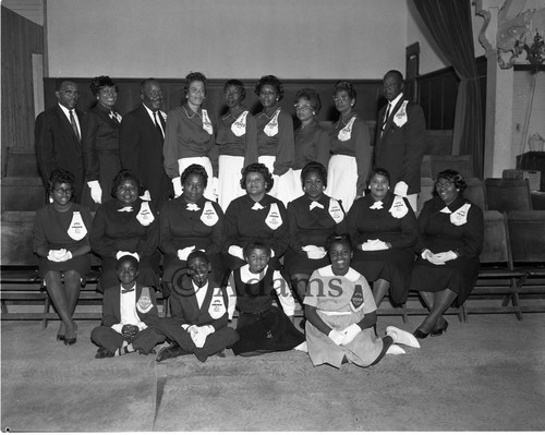 Union Baptist Church Ushers posing together, Los Angeles, 1962