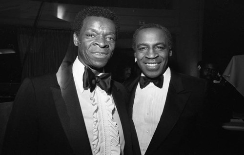 Brock Peters and Robert Guillaume posing together at the NAACP Image Awards, Los Angeles, 1982